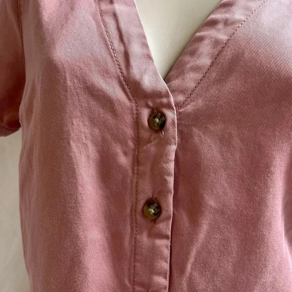 🌸 C&C California Mauve Pink Button-Front Short Sleeve Dress - Picture 4 of 5